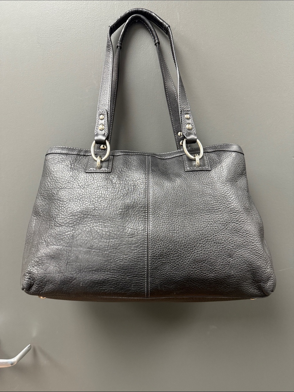Vintage Coach Penelope Pebbled Leather Turnlock Satchel - Black-EUC - Picture 7 of 13